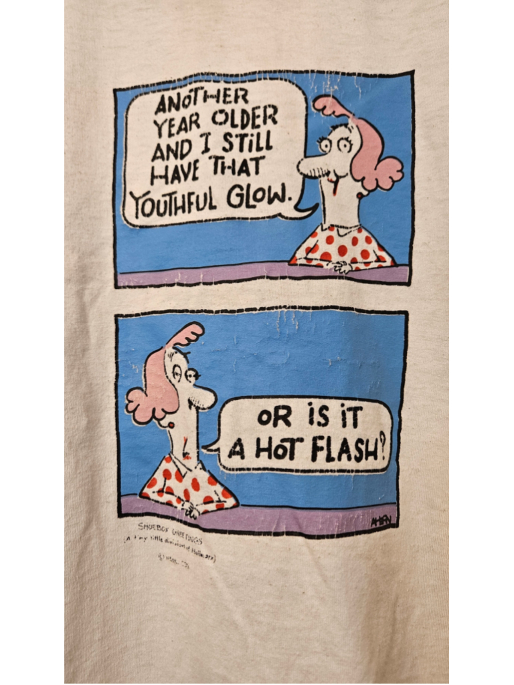 Vintage 80s Hot Flash T Shirt XL Screen Stars USA shoebox greetings funny